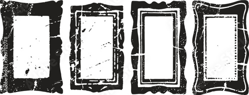 grunge frames set with distressed textured borders vintage decorative rectangular design elements