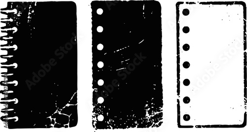 vintage torn notebook paper edges with spiral binding and punched holes in distressed