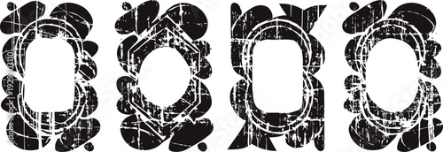 abstract grunge textured frames with distressed vintage and rough border design elements