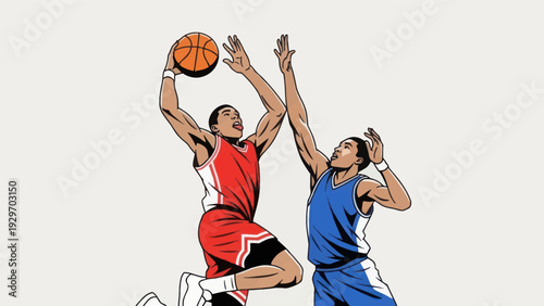 Basketball players in action a dynamic vector illustration on white background