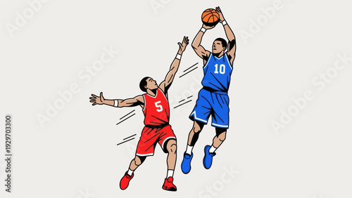 Basketball players in action a vector illustration of a game