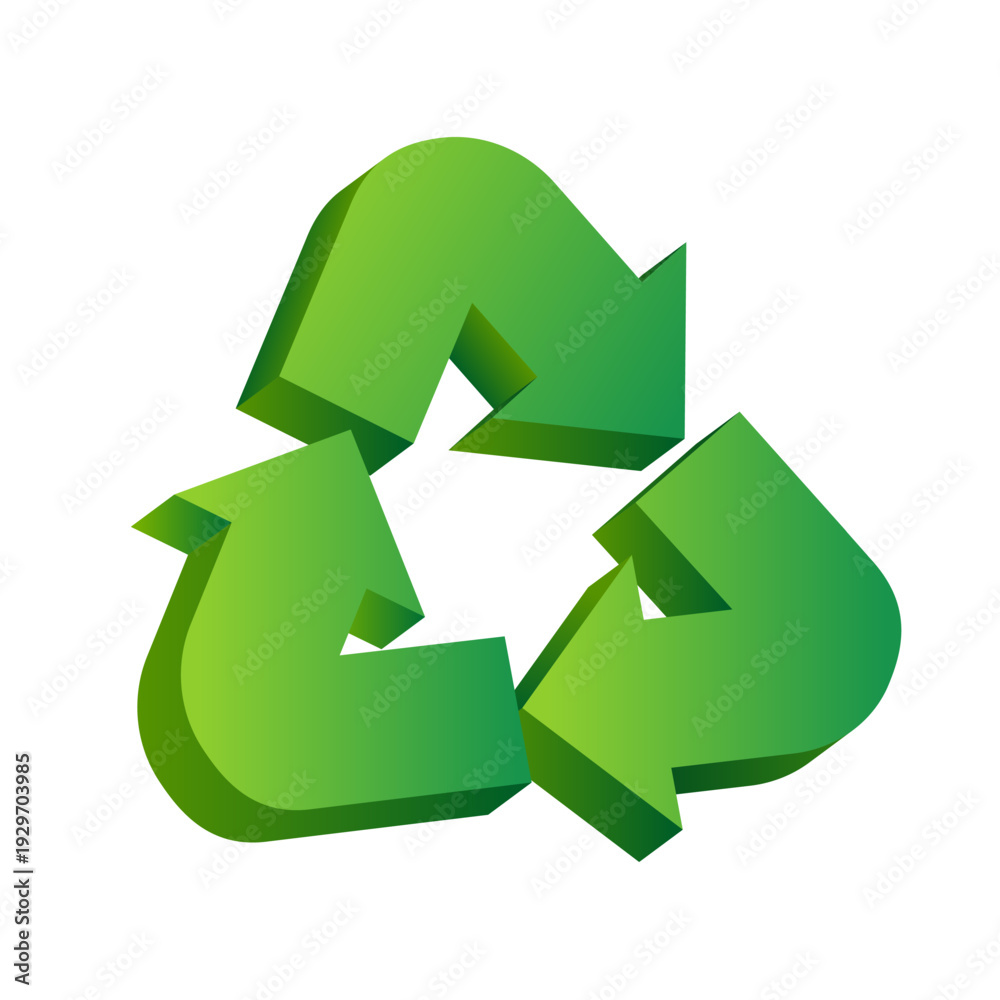 Obraz premium Recycling sign. Vector 3d icon isolated on white background.