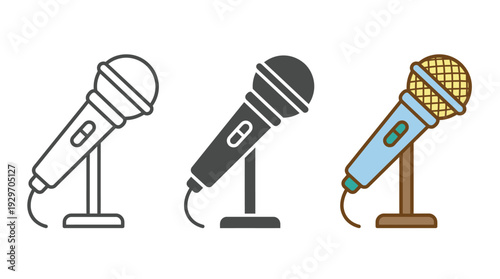 Microphone Set Vector Illustration on White Background