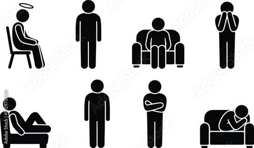 Eight distinct icons representing various states of relaxation and rest.