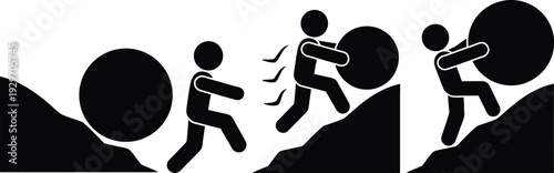 Individuals overcoming obstacles with determination and teamwork