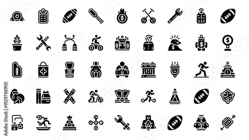 Collection of Business, Finance, Sport, and Technology Icons