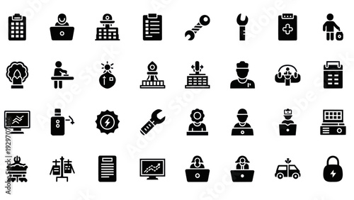 Collection of Flat Icons for Business, Technology, and Services