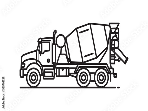 Vector concrete mixer truck icon isolated on White Background