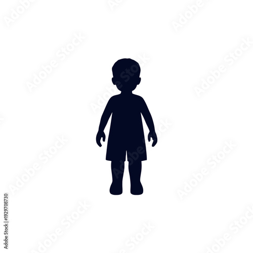Silhouette of a young child standing, representing childhood and innocence, with a simple and clean design