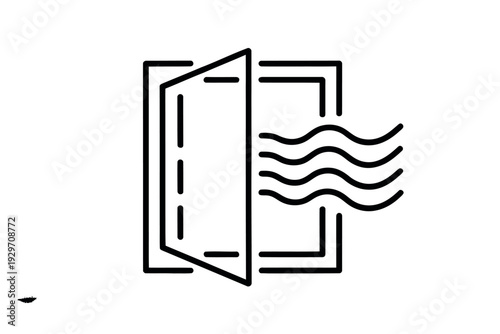 Simple Line Drawing of Open Window with Fresh Air Flow and Ventilation Concept