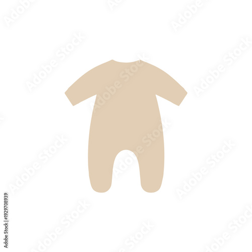 Clean and modern vector graphic of a cozy infant jumpsuit in a soft beige hue, perfect for showcasing baby apparel, nursery themes, and children's fashion concepts with gentle style