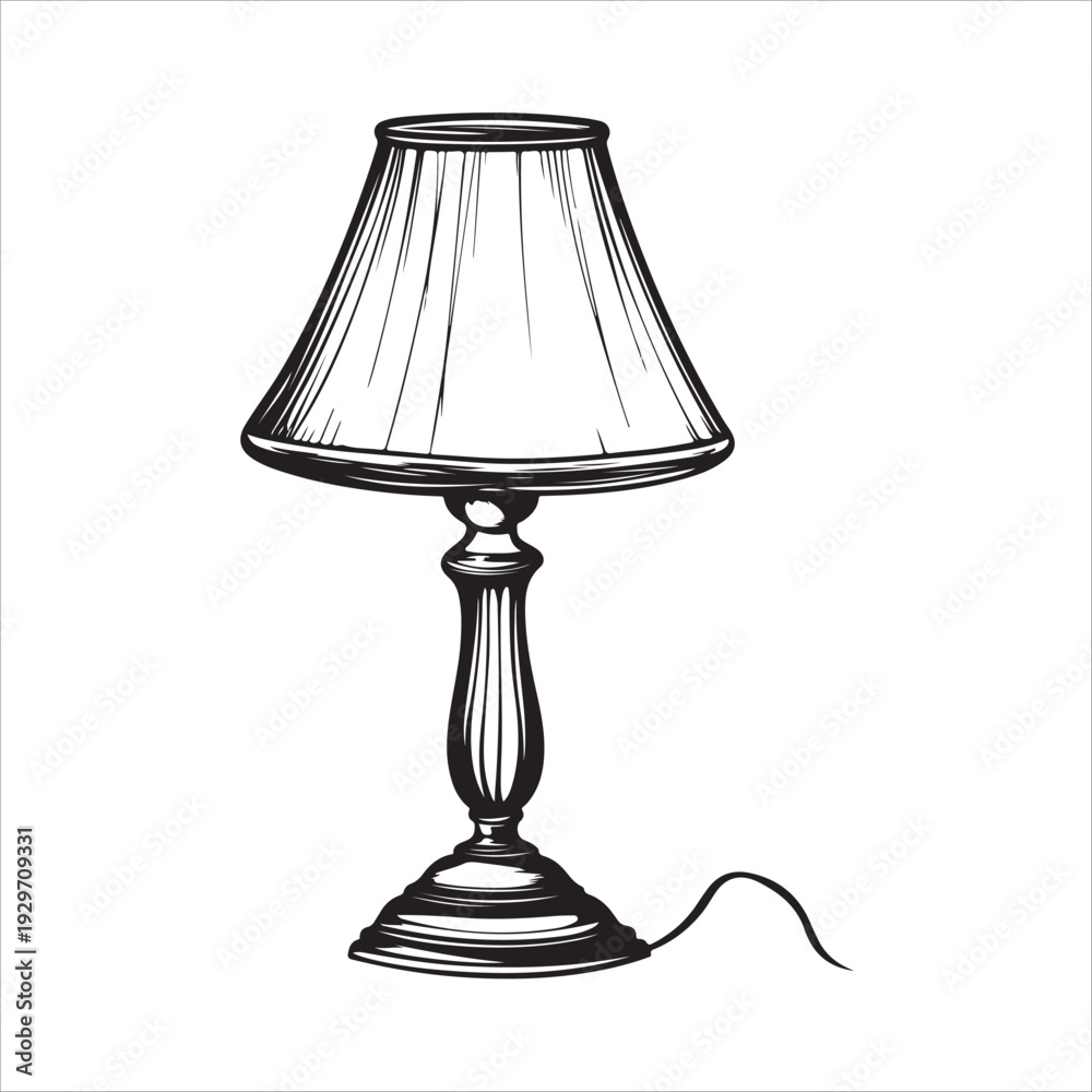 Obraz premium Table lamp silhouette with lampshade