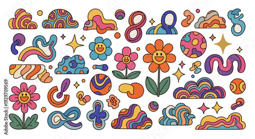 Abstract colorful shapes illustrations set