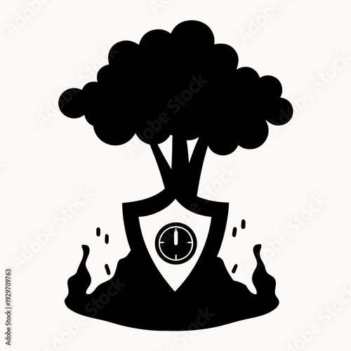 Time sensitive environmental protection concept with shield and clock