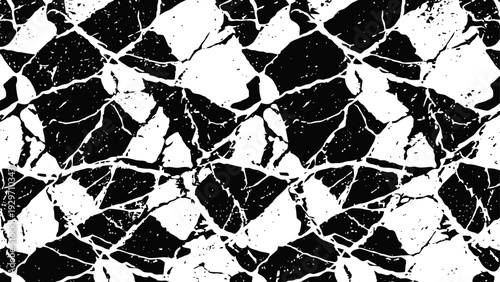 Black and white cracked abstract marble texture pattern high contrast natural stone surface design background
