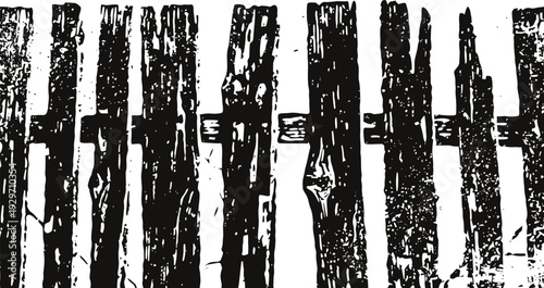 Grunge black wood texture vintage vertical wooden planks with peeling paint and rough surfaces