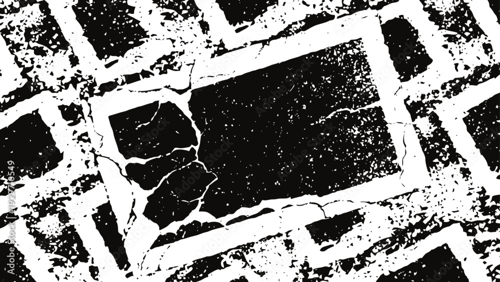 Obraz premium Grunge distressed pattern with cracked texture and rough black and white design