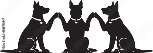 dog Sitting in Group Silhouette