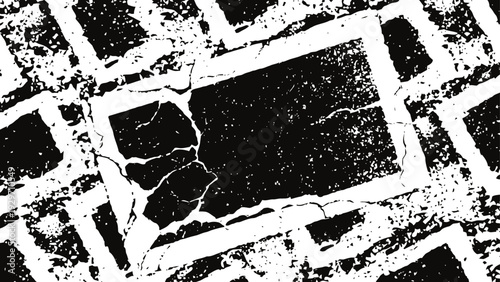 Grunge distressed pattern with cracked texture and rough black and white design