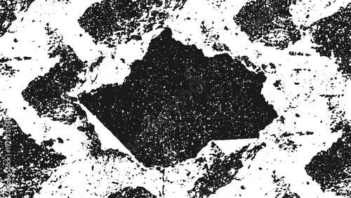 Grunge black and white distressed texture with rough paint splatters and uneven patterns