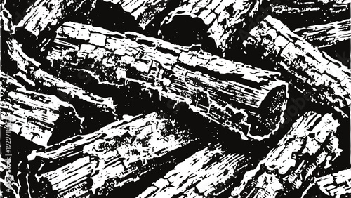 charcoal logs stacked for grilling and barbecue cooking, natural fuel wood pieces