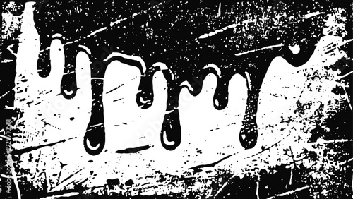 Black paint drips with textured grunge background and distressed overlay effect