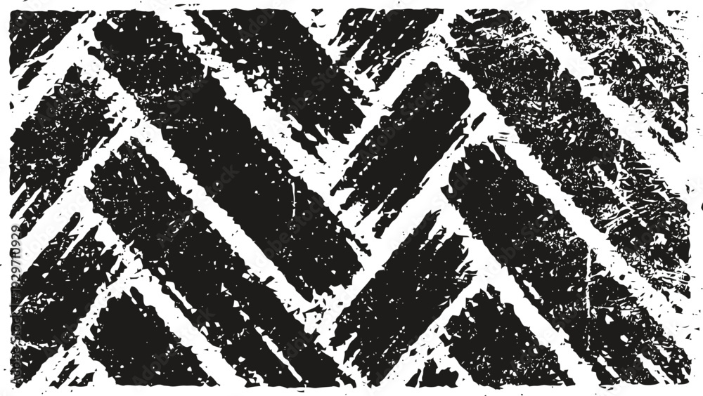 Obraz premium Grunge black and white diagonal stripes pattern with rough brush strokes background texture