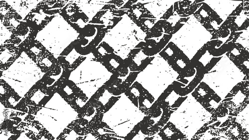 Grunge black chain link fence texture pattern with distressed rough overlay background