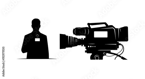 On-Set Silhouette: A sleek silhouette captures a cameraperson, next to camera, poised for action in the world of visual storytelling.