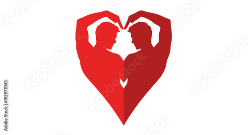 Love's Embrace: A striking silhouette of two figures forming the shape of a heart, representing the powerful connection of love and companionship. Capturing intimacy and affection.