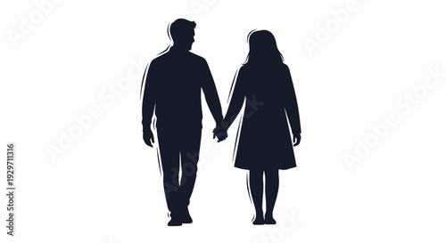Silhouette of a Loving Bond: A tender silhouette captures the essence of love and connection, as a couple walks hand in hand, their figures merged against a timeless backdrop.