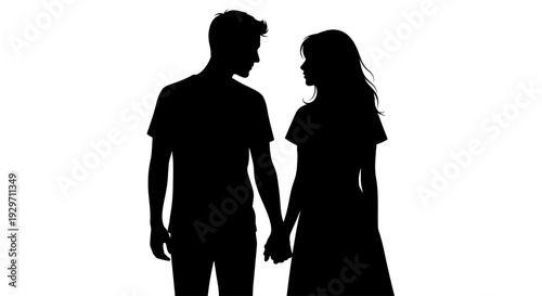Silhouette of Shared Moment: The tender silhouette of a couple holds hands, embodying the quiet intimacy of shared love and affection. Capturing the essence of connection and tenderness.