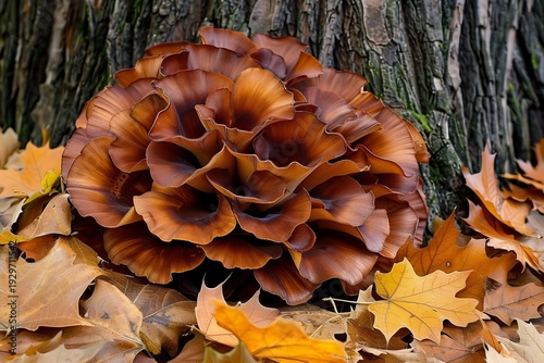 Maitake (Grifola frondosa) at Base of Oak Tree 