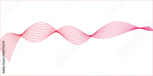 Abstract red flowing wave curved lines for banner, template, wallpaper background with wave design. Technology flow grid blend curve wave line digital isolated energy, music.