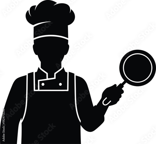 Silhouette of a chef holding a frying pan