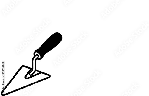 A simple black and white line drawing of a trowel on a white background