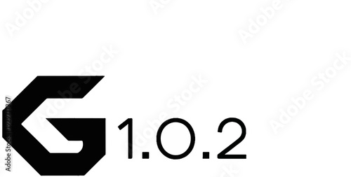 A stylized black letter "G" is positioned next to the numerical sequence "1.O.2