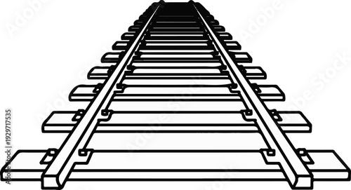 Endless parallel railway tracks recede into the distance, leading the eye onward