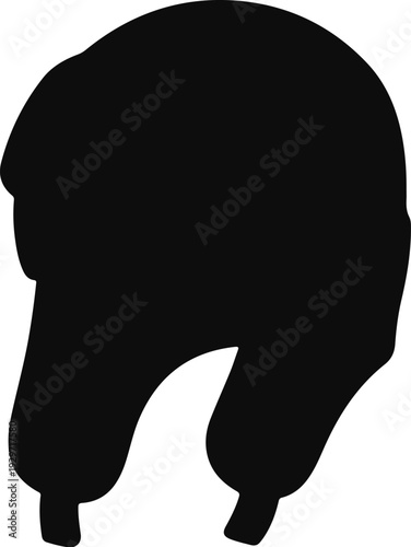 Black silhouette of a winter hat with ear flaps