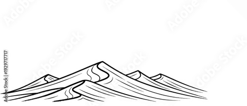 Stylized line art depicting a series of undulating sand dunes against a blank background