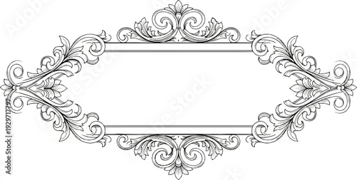 Ornate filigree border with intricate scrolling leaves and floral motifs, creating an elegant frame