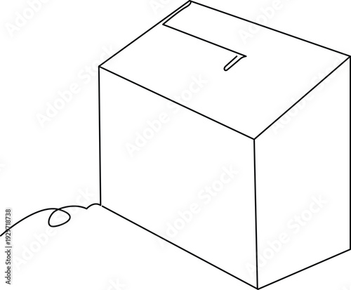 A detailed illustration of a simple, modern voting booth with a slot for ballots. Vector