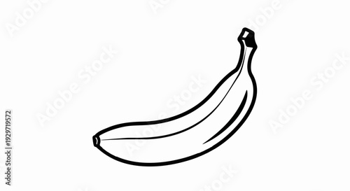 A simple black and white illustration of a single banana against a white background