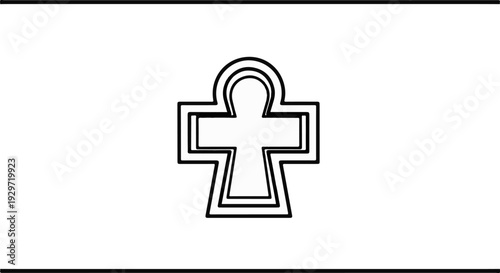 Stylized cross shape with double outline, resembling a cross pendant