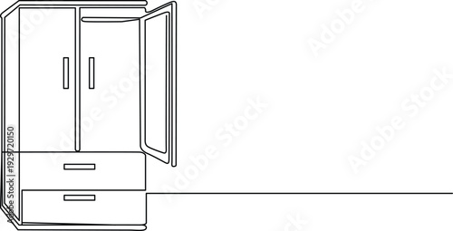 A sleek and modern refrigerator with a bottom freezer drawer. Vector