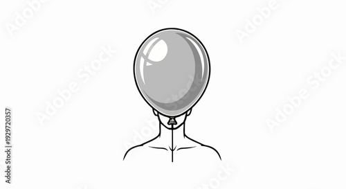 Abstract illustration of a person with a balloon for a head