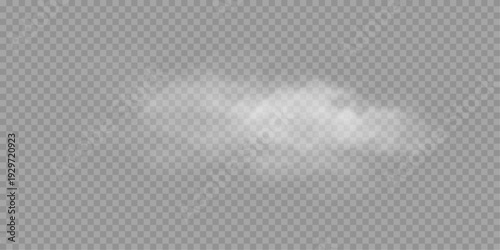 Clouds of white smoke or steam with realistic texture on transparent background. Vector smoke to simulate fog, cold breath, magic effect or explosion.