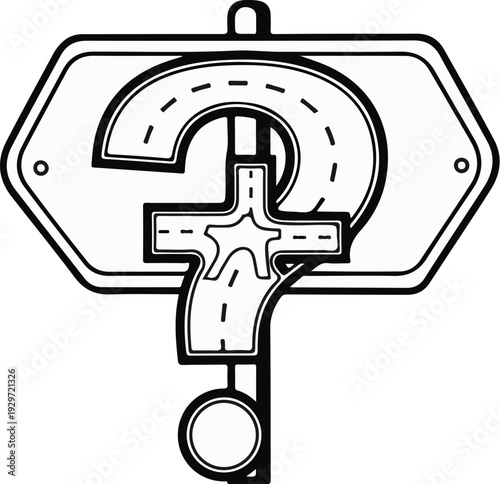 Question mark shaped road intersection, symbolizing uncertainty and choices