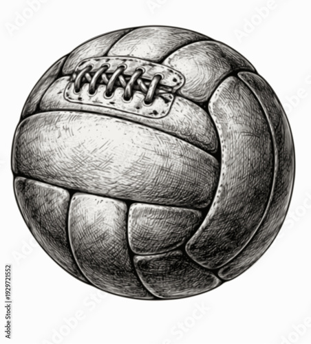Victorian Leather Football Vintage Engraved Soccer Ball Illustration Isolated on White
