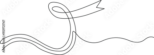 A delicate ribbon tied in a loose knot with flowing ends on a plain background Vector